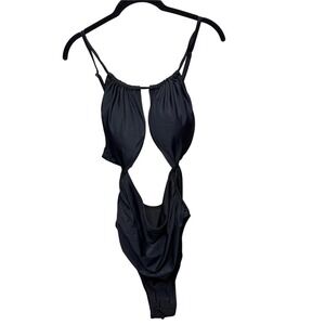 B Brand Black Cutout Monokini One Piece Swimsuit XL High Neck Adjustable Straps